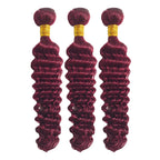 99J Color Burmese Curly Hair Bundles Burgundy 100% Human Hair Bundle Extension Human Hair Weave Tissage  Deep Wave 1/3/4 Bundles