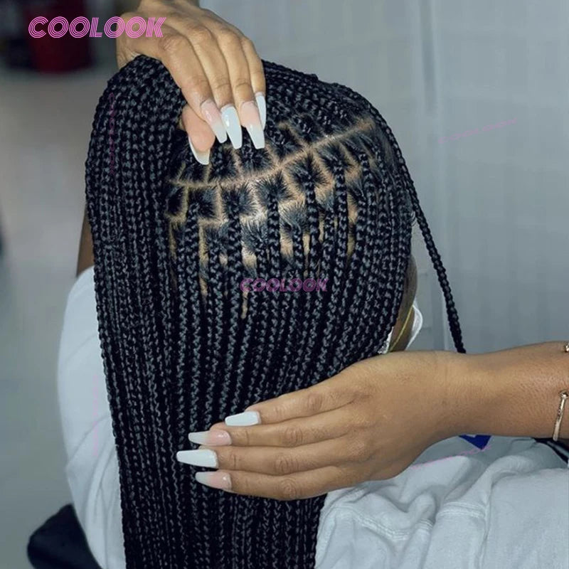 36" Cornrow Braids Lace Wigs Synthetic Full Lace Braided Wigs For Women Knotless Box Braid Wig Braided Wigs Main image