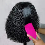 Curly Bob Wig Human Hair Glueless 13x4 Lace Front Wigs 250% Density Mongolian HD Kinky Curly Bob Lace Frontal Wigs Wet and Wavy