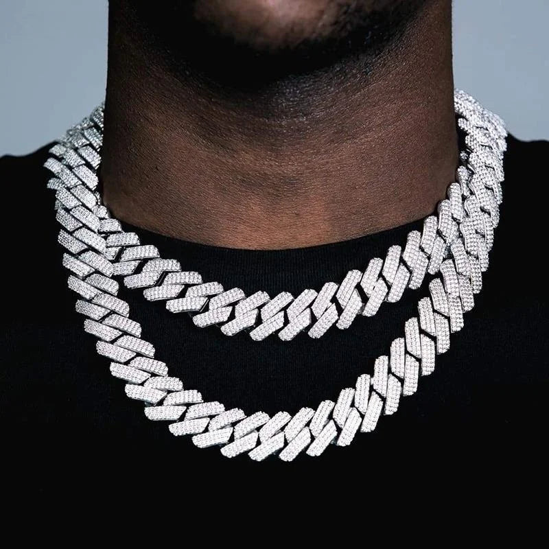 Iced Out CZ Stone Men jewelry Hip Hop Micro Pave Cuban Link Chain High Quality Heavy Chunky Necklace 3 Rows Cubic Zirconia Main image