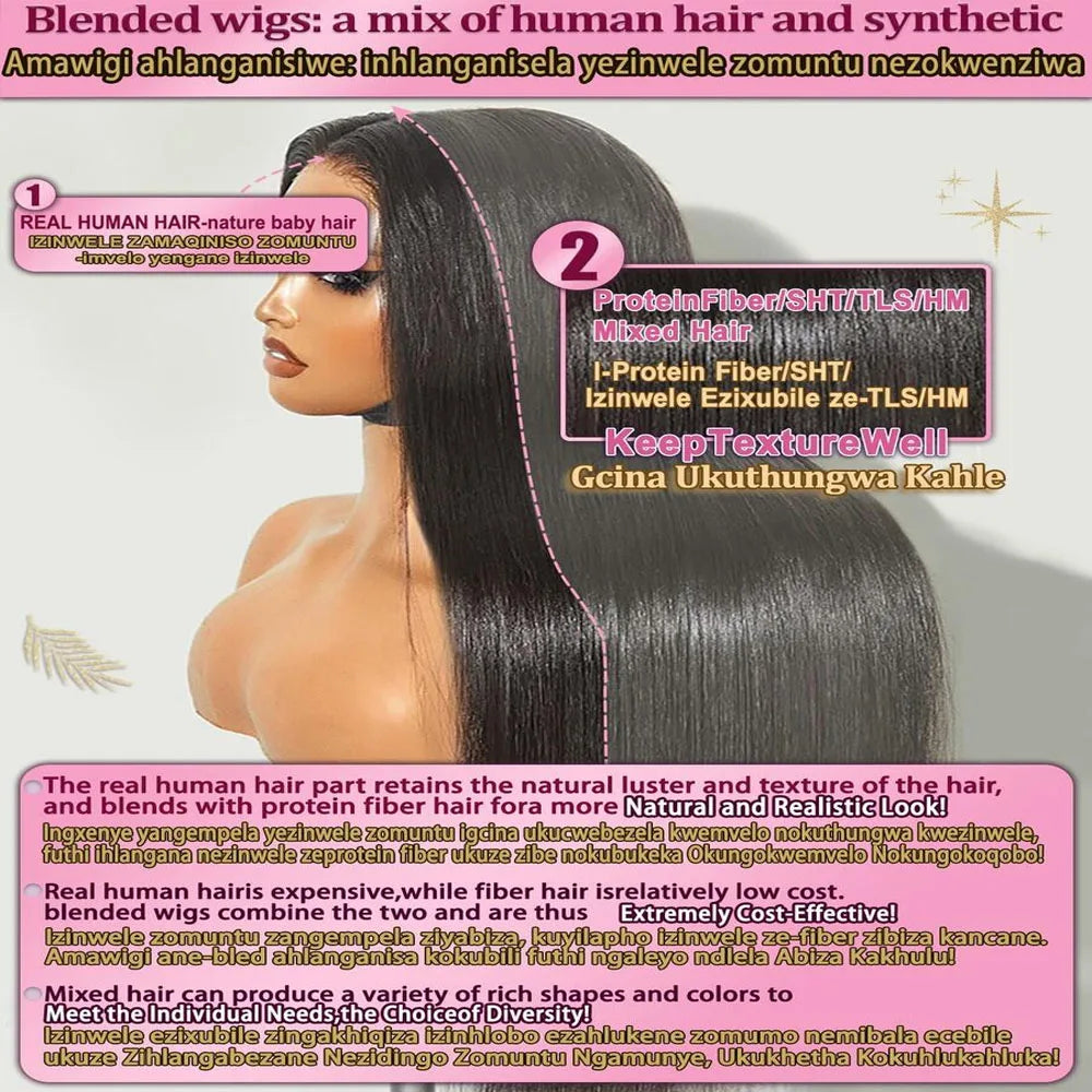 Kinky Straight 13x4 Lace Front Human Hair Wigs For Women Brazilian Bone Colored Straight 5x5 Transparent Lace Frontal CurlyWig