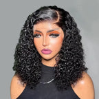 Curly Bob Wig Human Hair Glueless 13x4 Lace Front Wigs 250% Density Mongolian HD Kinky Curly Bob Lace Frontal Wigs Wet and Wavy