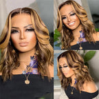 Highlight Body Wave Bob Wig Human Hair 13X4 Lace Front Human Hair Wigs For Women Honey Blonde HD Transparent Lace Frontal Wig