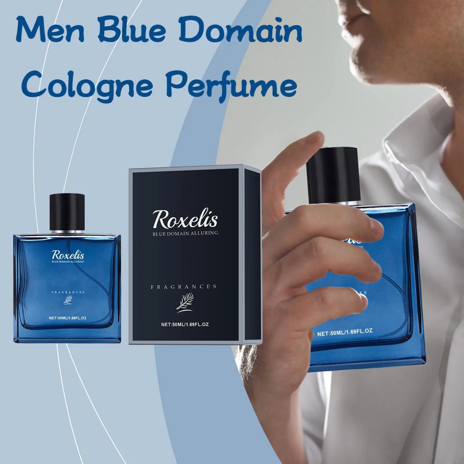Roxelis 50ml Charmig Cologne Perfume Spray Men's Blue Domain Fragrance Lasting Scent Pheromone Flirting Romantic Dating Perfume Main image