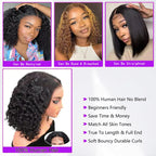 Jerry Curly Wigs 13x4 HD Lace Frontal Wig Glueless Remy Human Hair 4x4 Lace Closure Wig Water Wave Virgin Human Hair for Women