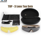 JSJM New Style Tactical Goggles CS Airsoft Windproof Shooting Glasses HD 3 Lens Motocross Motorcycle Mountaineering Safe Glasses