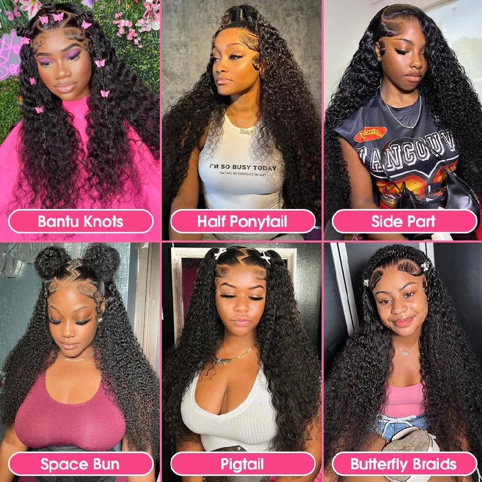 Deep Curly Lace Front Wigs Transparent HD 13x4 Lace Frontal Wigs Deep Wave 100% Real Human Hair Wigs For Women Wet And Wavy