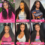 Deep Curly Lace Front Wigs Transparent HD 13x4 Lace Frontal Wigs Deep Wave 100% Real Human Hair Wigs For Women Wet And Wavy