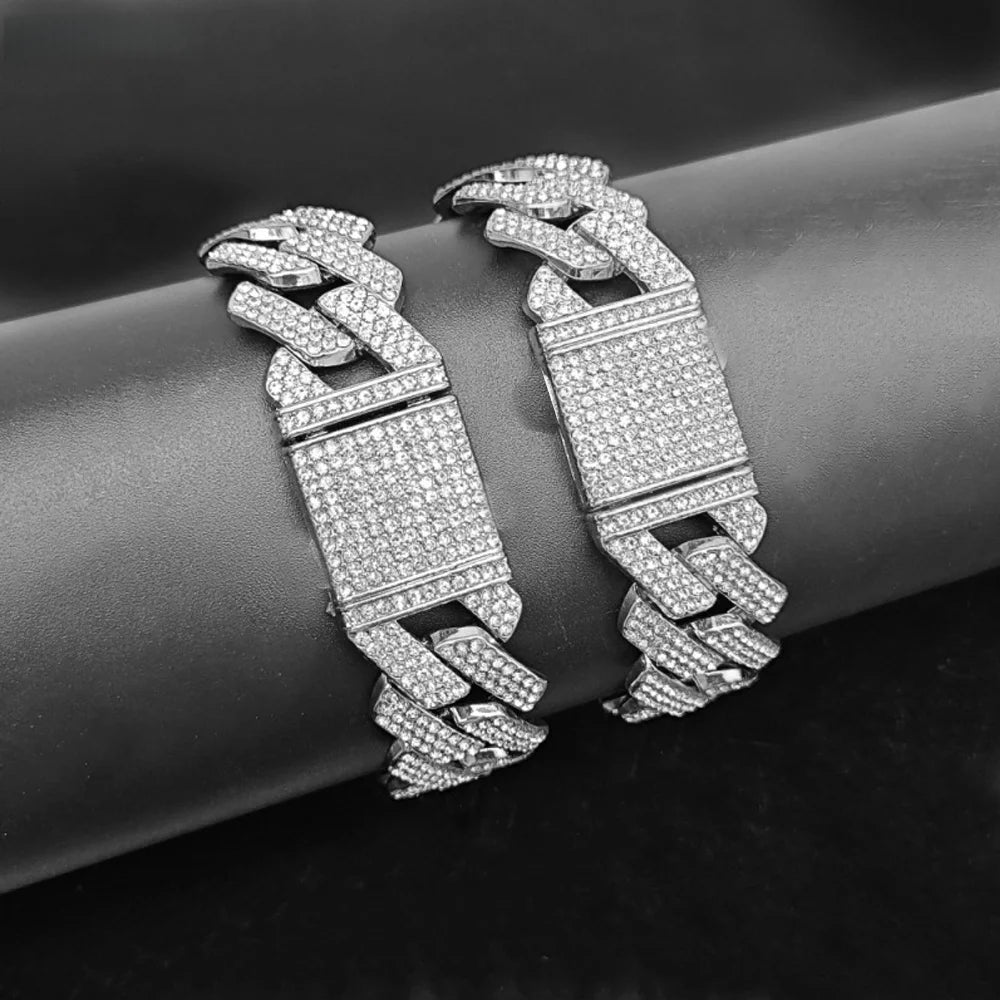 Iced Out CZ Stone Men jewelry Hip Hop Micro Pave Cuban Link Chain High Quality Heavy Chunky Necklace 3 Rows Cubic Zirconia Secondary image