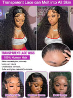 Deep Curly Lace Front Wigs Transparent HD 13x4 Lace Frontal Wigs Deep Wave 100% Real Human Hair Wigs For Women Wet And Wavy