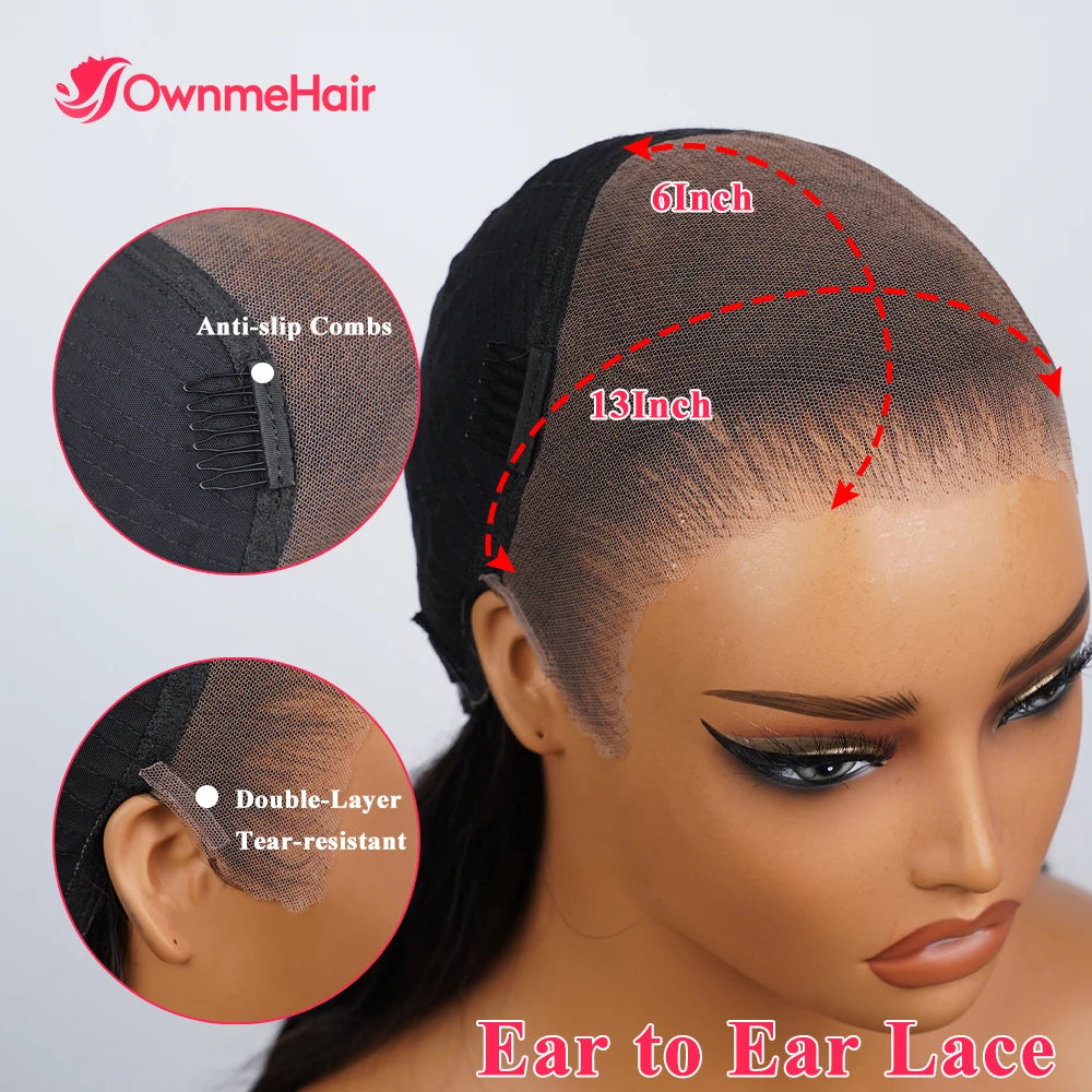 Real 100% Human Hair 13x6 Glueless Lace Wig Vietnames Bone Straight Hair Pre Plucked Bleached Knots Ready to Wear and Go 32Inch Secondary image
