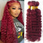 99J Color Burmese Curly Hair Bundles Burgundy 100% Human Hair Bundle Extension Human Hair Weave Tissage  Deep Wave 1/3/4 Bundles