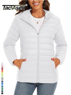 TACVASEN Full Zip Up Hooded Puffer Jacket Womens Winter Quilted Warm Coats Casual Windbreaker Padded Lightweight Outdoor Outwear