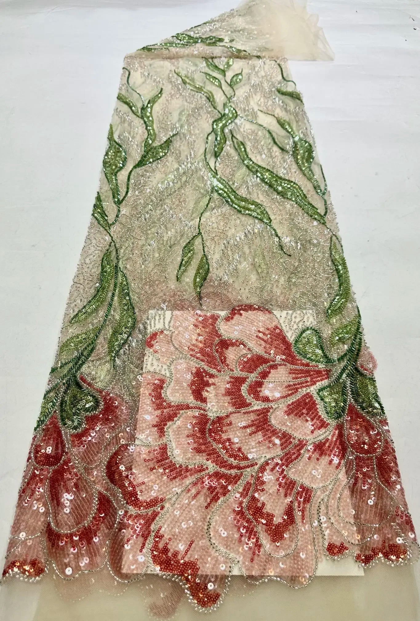 Ofherown Luxury Embroidered Floral Sequin Mermaid Evening Gown Women Strapless Formal Prom Party Dress with Detachable Shawl