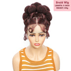 Synthetic Bantu Braided Wigs 11 Inches Full Lace Braided Wig with Baby Hair Afro Short Wigs Knotless Box Braids Wigs for Women