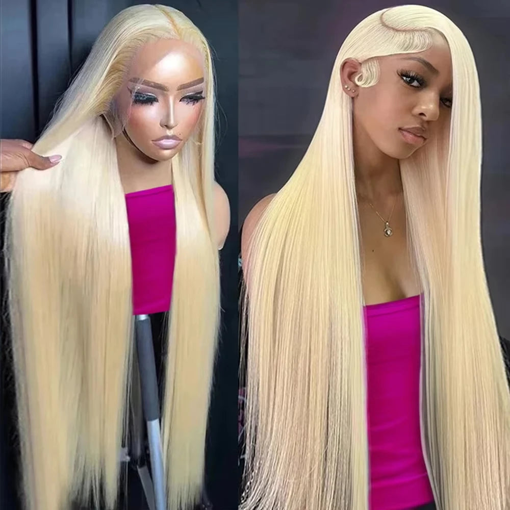 13x4 13x6 HD Transparent Full Frontal Lace 613 Blonde Colored Straight Human Hair Wigs Lace Front Wigs For Women 34 Inches