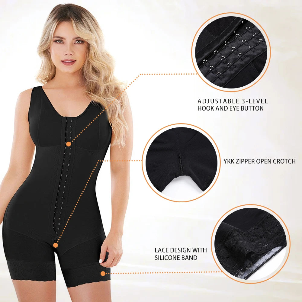 Full Body Shaper High Compression Shapewear Girdle With Brooches Bust For Postpartum Slimming Sheath Belly Fajas Colombianas