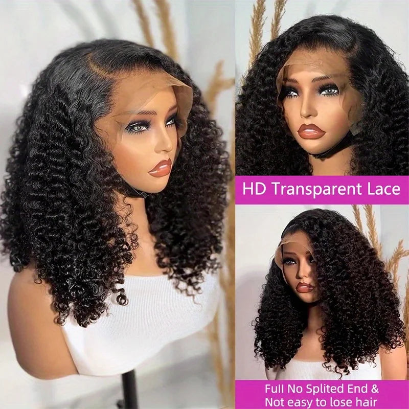 200% Density Curly Short Bob Wig Deep Wave Human Hair Bob Wigs 13x4 Lace Frontal  4x4 Lace Closure Wig Deep Curly Short Bob Wigs Secondary image