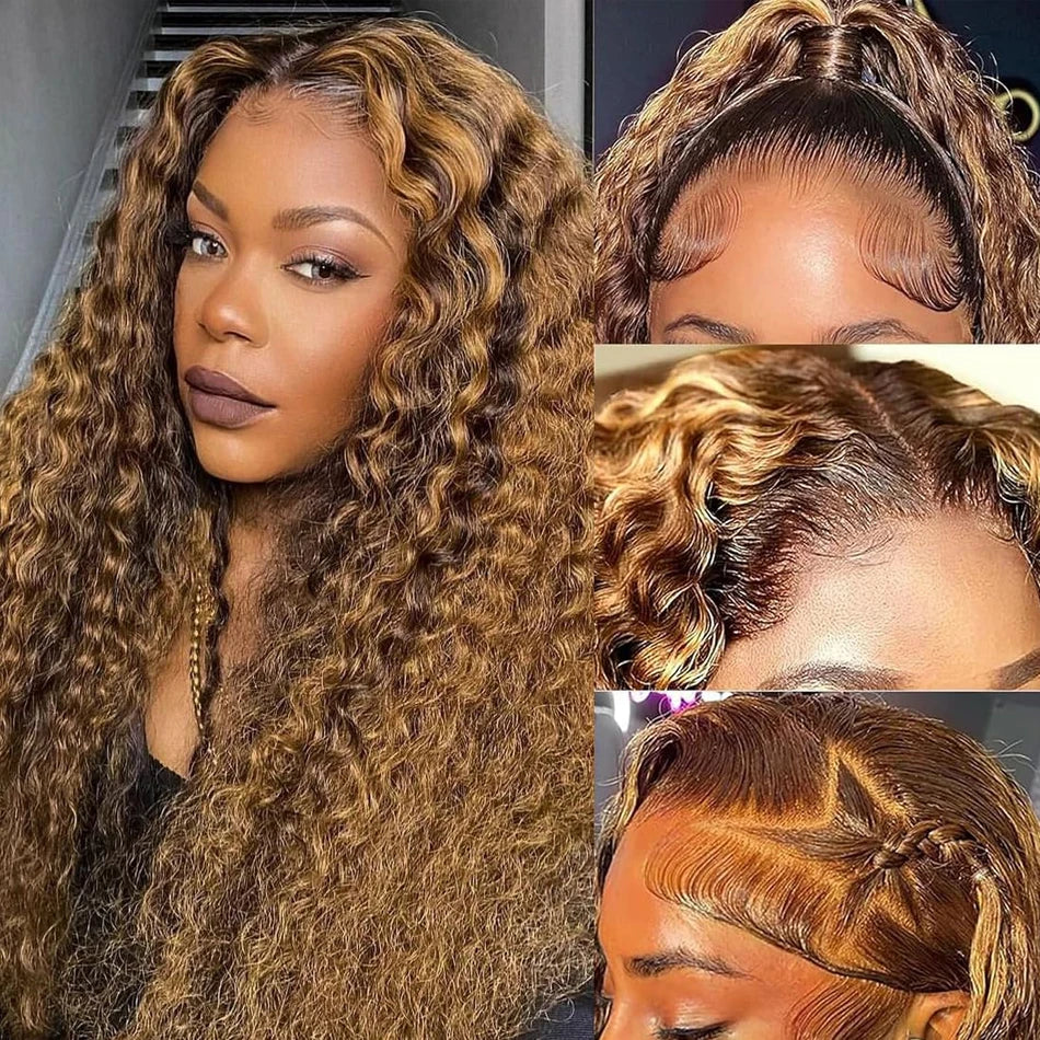 Highlight Wig Human Hair Ombre Hd Lace Wig 13x6 Deep Curly Lace Frontal Human Hair Wig Brazilian 13x4 Water Wave Wigs For Women Secondary image