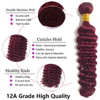99J Color Burmese Curly Hair Bundles Burgundy 100% Human Hair Bundle Extension Human Hair Weave Tissage  Deep Wave 1/3/4 Bundles