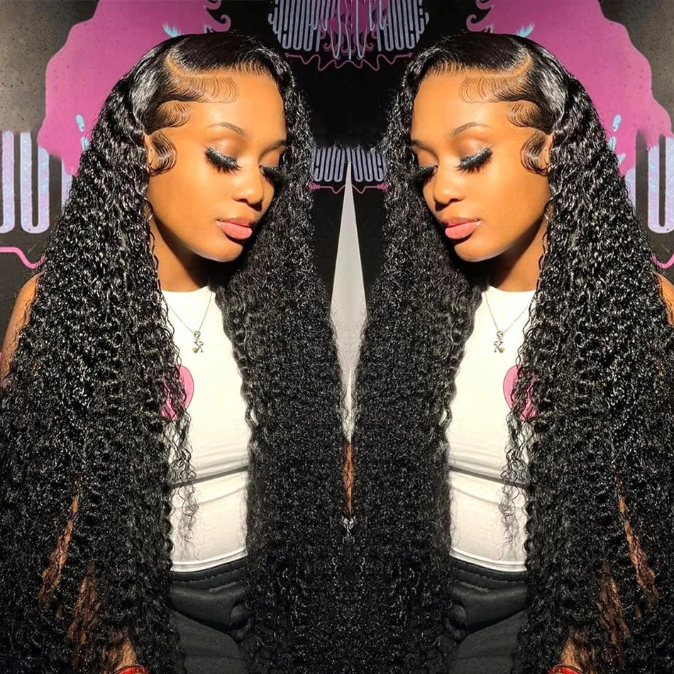 Deep Curly Lace Front Wigs Transparent HD 13x4 Lace Frontal Wigs Deep Wave 100% Real Human Hair Wigs For Women Wet And Wavy