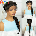 Twist Braided Wigs Synthetic Lace Front Handmade Knotelss Braided Lace Wigs Natural Braidis Wigs with Baby Hair for Black Women