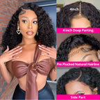 100% Human Hair Deep Curly Bob Wigs Virgin Human Hair 13x4 Lace Frontal Wigs Deep Wave Human Hair 4x4 Lace Wigs Natural Black Color Curly Short Hair Wigs For Women