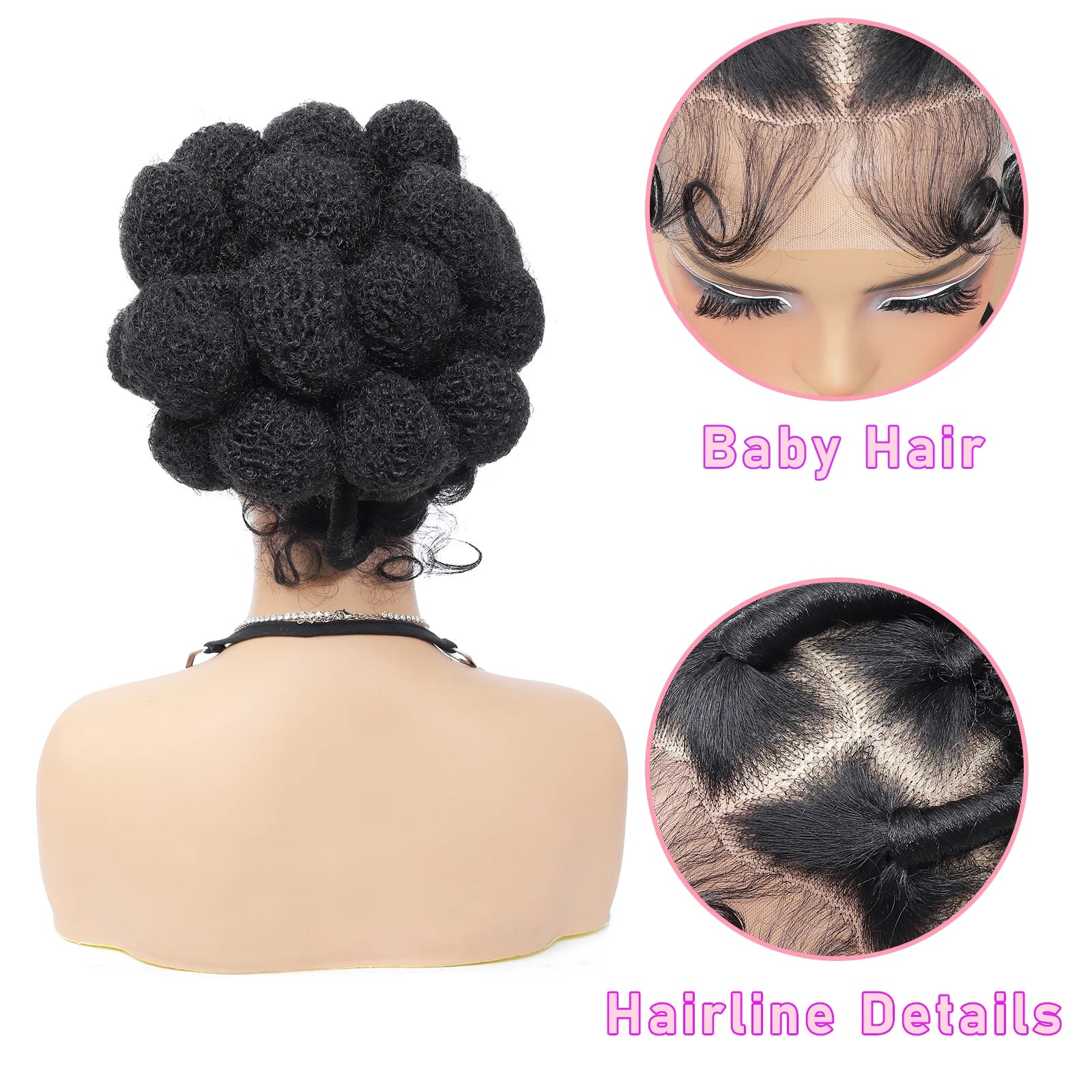 Synthetic Bantu Braided Wigs 11 Inches Full Lace Braided Wig with Baby Hair Afro Short Wigs Knotless Box Braids Wigs for Women Secondary image