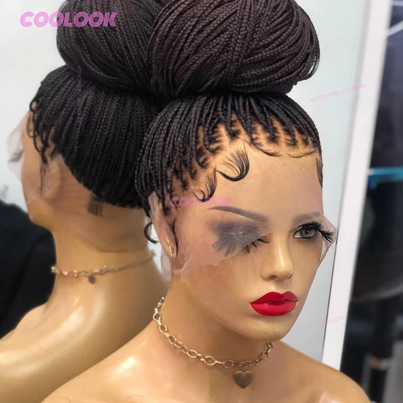 36" Cornrow Braids Lace Wigs Synthetic Full Lace Braided Wigs For Women Knotless Box Braid Wig Braid African Braided Wigs