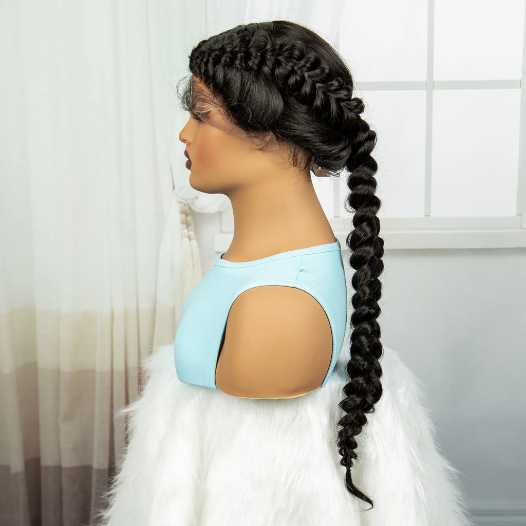 Twist Braided Wigs Synthetic Lace Front Handmade Knotelss Braided Lace Wigs Natural Braidis Wigs with Baby Hair for Black Women