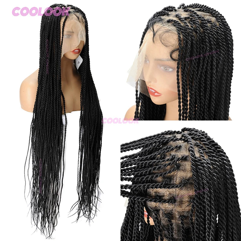 36" Cornrow Braids Lace Wigs Synthetic Full Lace Braided Wigs For Women Knotless Box Braid Wig Braid African Braided Wigs