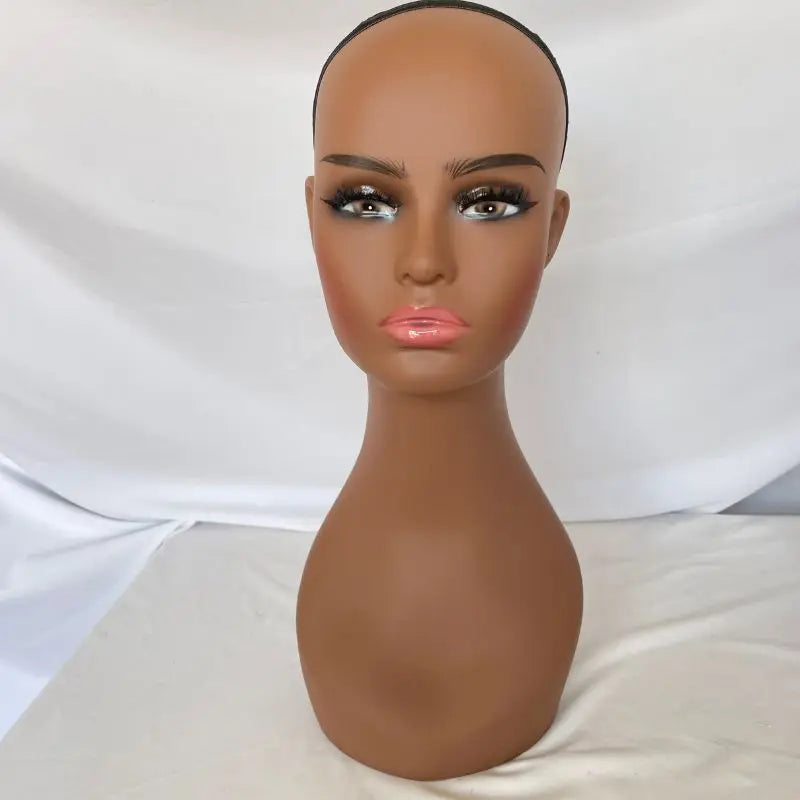 Pwigs Female Dark Brown Makeup Mannequin Head Wig Mannequin Heads Display Piercable with T-pin In without Shoulder