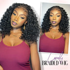 Cornrow Braid Bob Wig Deep Curly Brazilian Human Hair Knotless 13x4 Full Lace Wigs Pre Braided Boho Box Braids Wig For Women