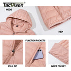 TACVASEN Full Zip Up Hooded Puffer Jacket Womens Winter Quilted Warm Coats Casual Windbreaker Padded Lightweight Outdoor Outwear