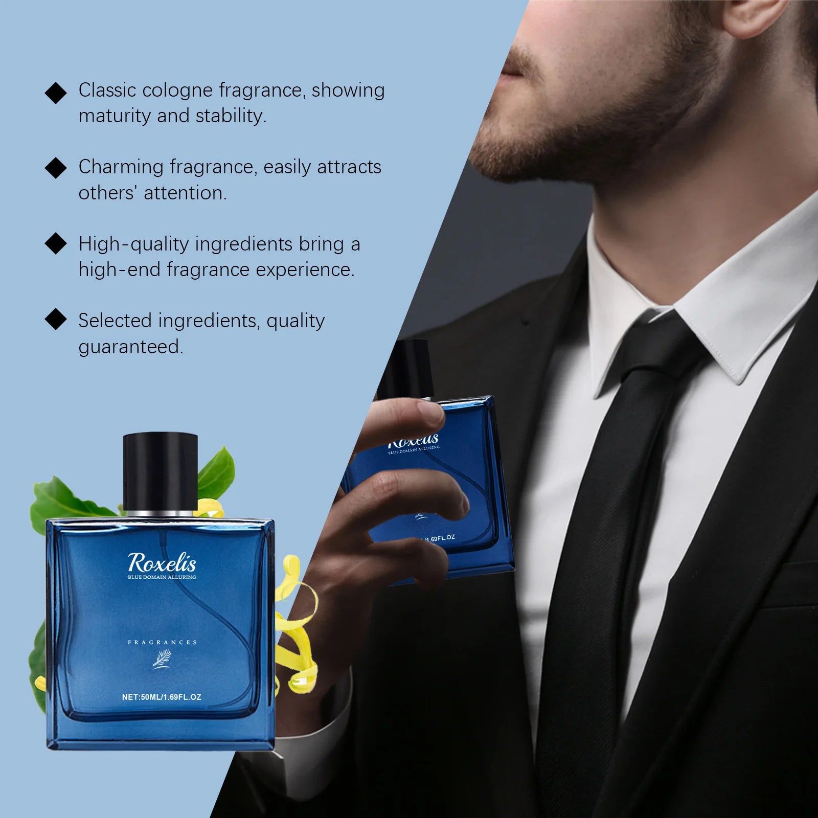 Roxelis 50ml Charmig Cologne Perfume Spray Men's Blue Domain Fragrance Lasting Scent Pheromone Flirting Romantic Dating Perfume Secondary image