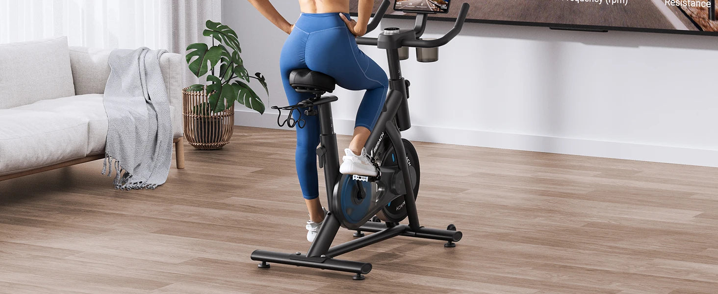 MERACH Exercise Bike Brake Pad/Magnetic Stationary Bike with Exclusive App Low Noise Indoor Cycling Bike with Fitness Courses