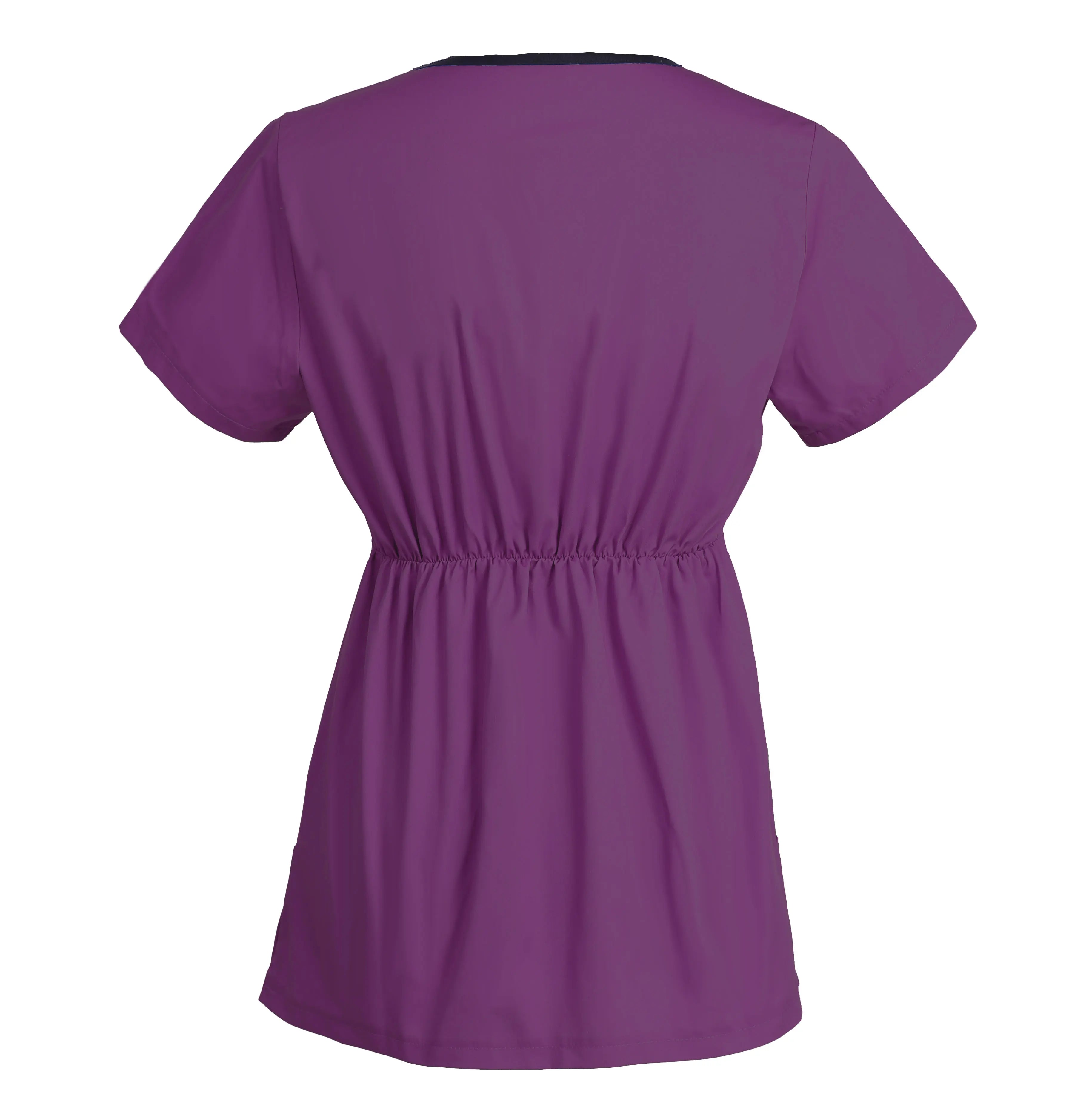 Women's Embroidered Scrub Top Nursing Uniform Blouse Short Sleeve Working Top with Pockets Personalized with your Text Secondary image