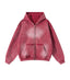 ROSE DISTRESSED ZIP HOODIE