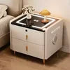 Modern Simple Luxury Smart Bedside Table New Solid Wood Multi-Functional Wireless Charging Accessible Internet Bedroom Furniture