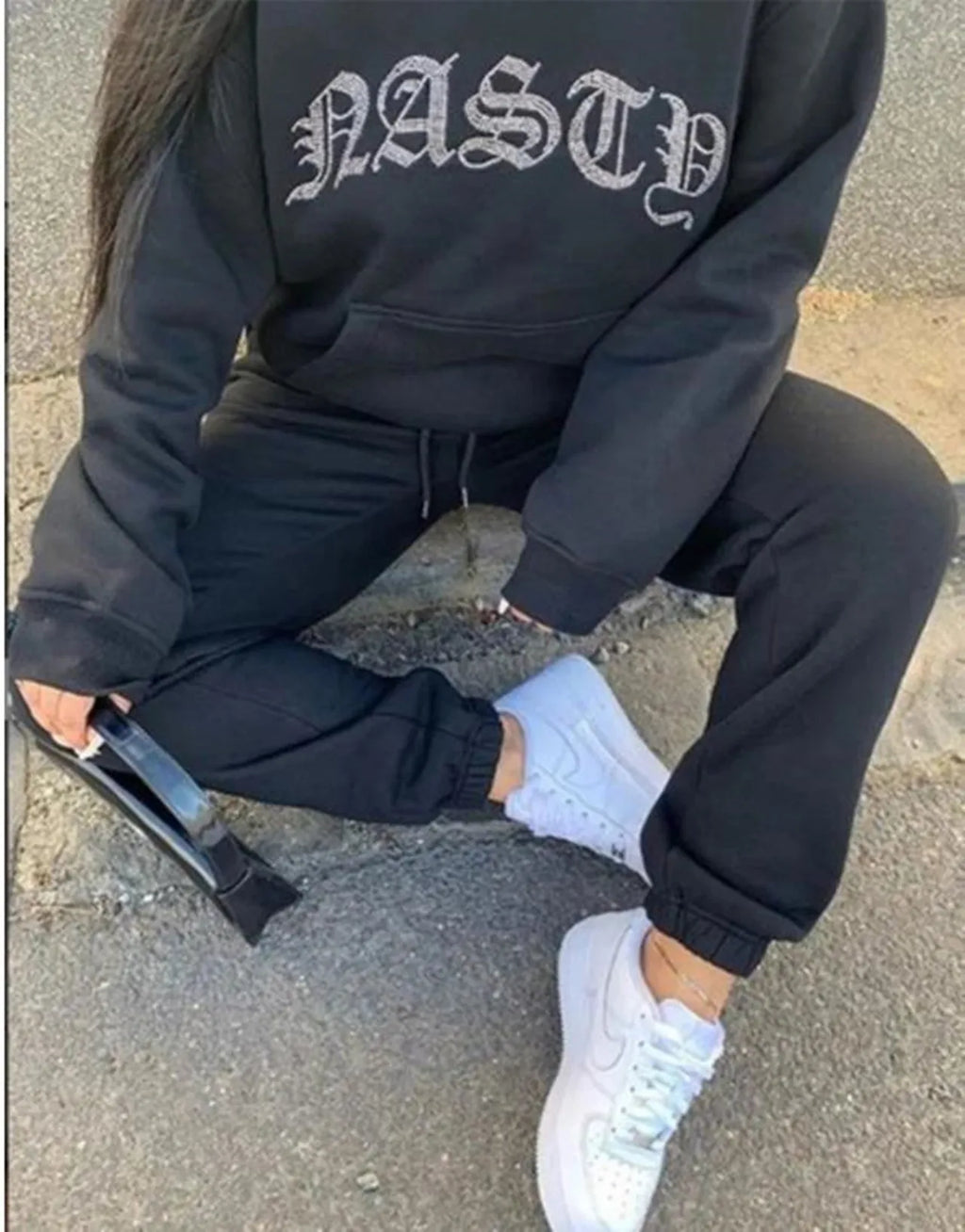 Diamonds Tracksuit 2 Piece Set Women Oversize Hoodies Sweatshirt Sweatpants Joggers Sport Pant Suits Femme Outfits Sweatsuits