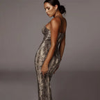 leopard print sleeveless V-neck sexy Hipster Fashion midi dress spring women fashion streetwear Christmas party outfits