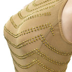 Sparkly Crystal Rhinestone Bodycon Maxi Dress Women Wedding Evening Backless Mesh See Through Night Party Club Birthday Dress