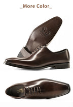 Hanmce Oxford Shoes Fashion Genuine Leather Breathable Patent  Shoes For Men