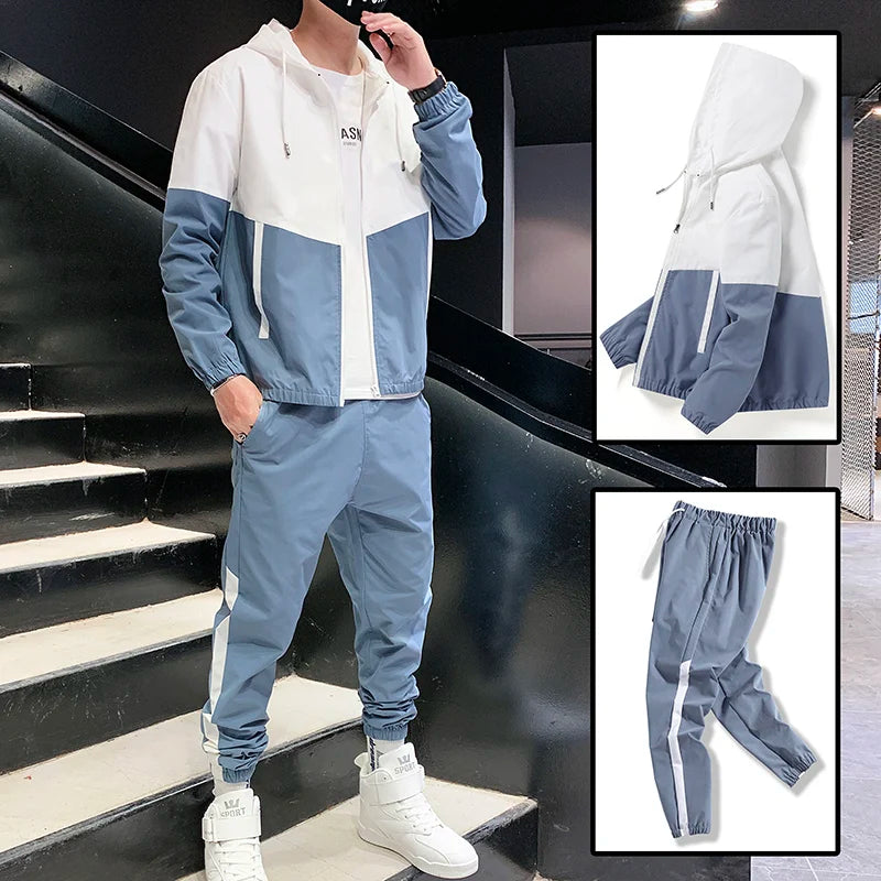 2025 Men Tracksuit Casual Joggers Hooded Sportswear Jackets And Pants 2 Piece Sets Hip Hop Running Sports Suit Main image