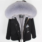MAOMAOKONG 2025 & 2026 Real Fur Coat New Fashion Fox Fur Collar Winter Women's clothing Removable Lining Thickened Jacket Short Parka