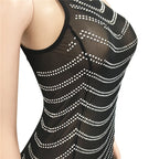 Sparkly Crystal Rhinestone Bodycon Maxi Dress Women Wedding Evening Backless Mesh See Through Night Party Club Birthday Dress