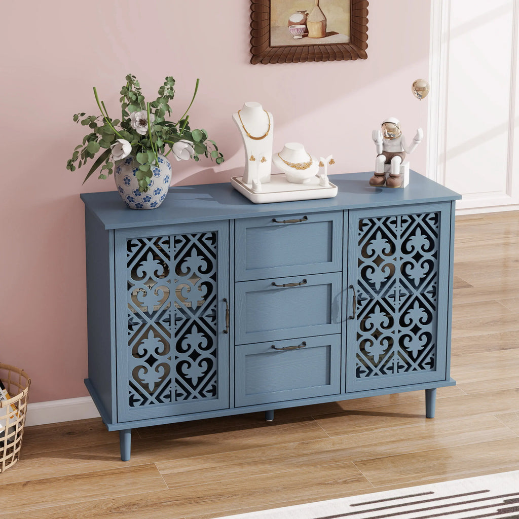 American Furniture 2-Door 3-Drawer Mirror Cabinet for Bedroom Living Room Study Home Bar Wine Cellar