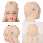 13x4 Ombre Pink Wig Layered Cut Silky Straight Synthetic Lace Front Wig for Women Heat Resistant Synthetic Hair Daily Use