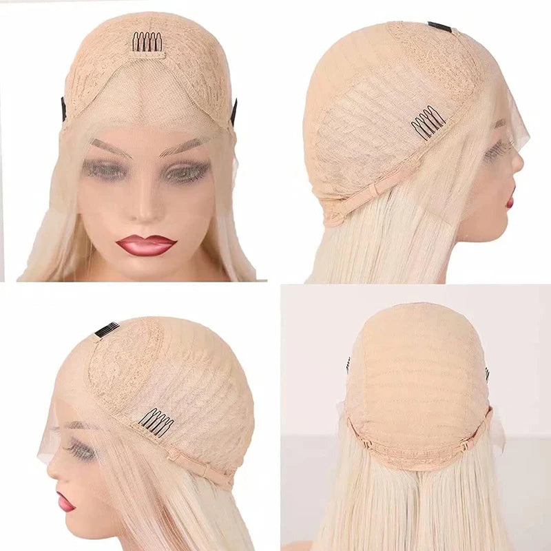 13x4 Ombre Pink Wig Layered Cut Silky Straight Synthetic Lace Front Wig for Women Heat Resistant Synthetic Hair Daily Use