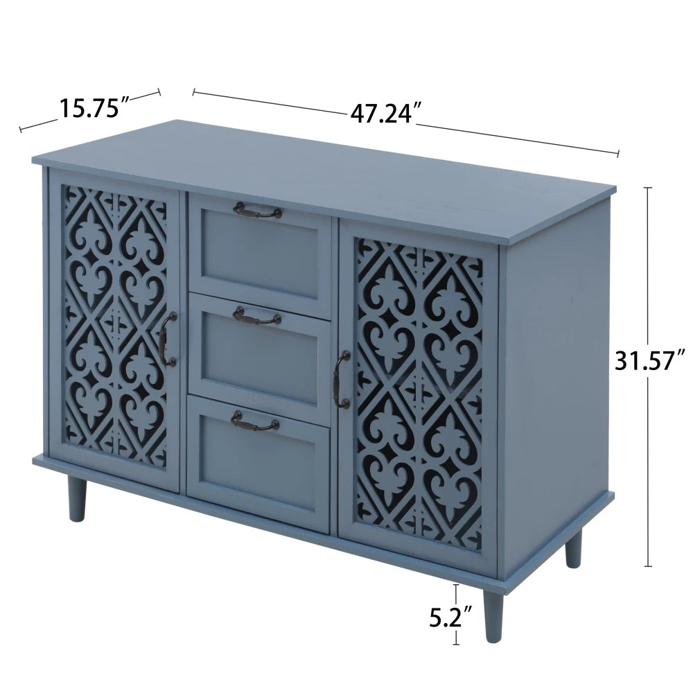 American Furniture 2-Door 3-Drawer Mirror Cabinet for Bedroom Living Room Study Home Bar Wine Cellar